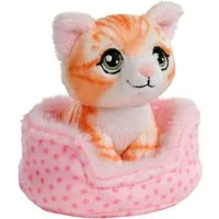 Nici Kuscheltier Little Paws, Katze rot getigert, 12 cm, im Körbchen rosa