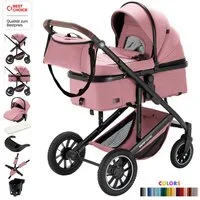 Daliya® Kombi-Kinderwagen FLEXI-PRO M 3in1 Kinderwagen & Buggy, Reisekinderwagen, XXL Set, (XXL-Set mit i-Size Babyschale, 13-tlg), Einhändig abnehmbare Wanne, i-Size Babyschale, Alu-Rahmen, Gummireifen