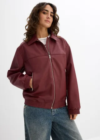 bonprix Oversize Lederimitat-Jacke, rot, Gr.48, Lässige Oversize-Jacke aus Kunstleder