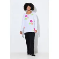 Angel of Style Longshirt Langarmshirt A-Linie Neon-Frotteeblumen