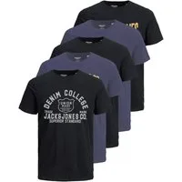 Jack & Jones Print-Shirt Bedrucktes T-Shirt aus Baumwolle (5er-Pack)