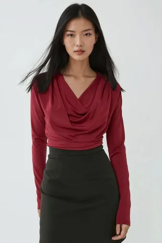 Schalkragen Bluse mit Schulterpolstern