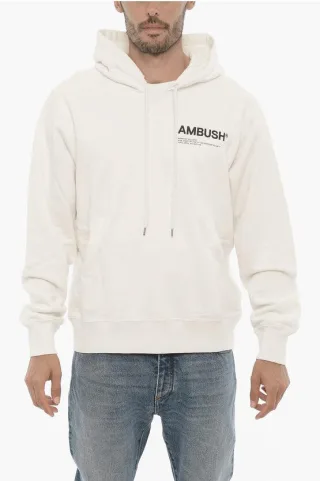 Uni-Farben-Hoodie mit kontrastierendem Logo in Weiß