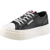 Tommy Jeans TJW FOXING VULC LC LEATHER Plateausneaker, Freizeitschuh, Halbschuh, Schnürschuh, Kontrast-Schnürsenkel