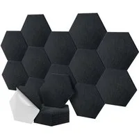 relaxdays Akustikplatte Hexagon Akustikplatten Set selbstklebend, (18-St), schwarz, 18 Stück