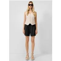 QS Shorts Hose Bundfalten-Shorts aus Leinenmix