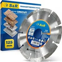 S&R Diamanttrennscheibe 125 x 22,2 mm, Profi Qualität, Hochleistungs-Segmente, UNIVERSAL, Ø 125 mm, zum Trennen von Beton, Naturstein, Stein, Ziegel, Mauerwerk