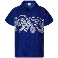 King Kameha Hawaiihemd Maori Chest Funky Hawaii-Hemd Herren Kurzarm Front-Tasche Unisex