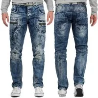 Cipo & Baxx Regular-fit-Jeans Herren Regular Fit Hose Stonewashed BA-C1178 (1-tlg) mit Verzierungen und Reißverschlüssen