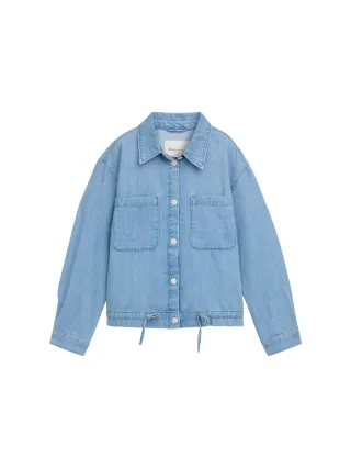 Denim Tom Tailor - Lightweight Jeansjacke mit Kordelzug used bleached blue denim - Gr. - XXL