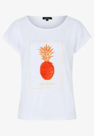 MORE & MORE - T-Shirt mit Pailletten-Ananas weiß - Gr. - 40