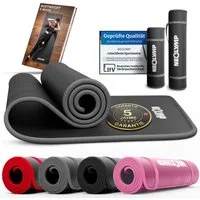 NEOLYMP Fitnessmatte (Yogamatte mit Tragegurt inklusive Trainingsbuch mit Übungseinheiten)