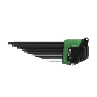 Wiha Stiftschlüssel Set im ErgoStar Halter TORX Kugelkopf 13-teilges Set schwarzoxidiert in SB-Kartonverpackung - 43847