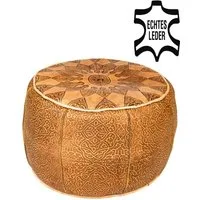 Marrakesch Orient & Mediterran Interior Pouf Marokkanischer Pouf Sitzpouf Balsam modern aus Leder in Braun 50 cm (1-St), Handarbeit