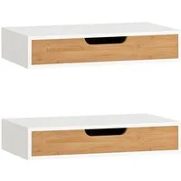SoBuy Wandregal Schweberegal, 2er Set Wandboard, Nachttisch hängend Schublade