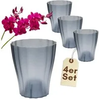 GarPet Blumentopf 4er Set Orchideentopf Transparent Orchideen Über Innen 16 rauchfarbig