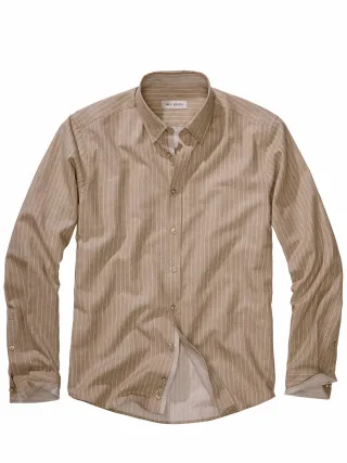 Mey & Edlich Herren Nadelstreifenshirt Basta Beige 100 % Baumwolle