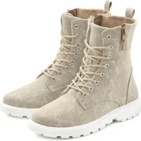 LASCANA Stiefelette zum Schnüren, modische Optik im Combat Look, Reißverschluss-Boots