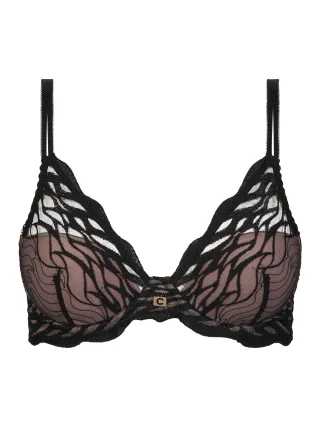 Chantelle Lingerie - Vibe Tiefaugeschnittener T-Shirt BH schwarz - Gr. - 80 E