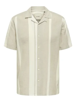 ONLY&SONS - ONSCAIDEN LIFE STRIPE RES LINENBLENDNOOS Vintage Khaki - Gr. - XL