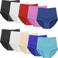 emeco High-Waist-Slip 5er Damen Slips Unterhosen High Waist Baumwolle Hohe Taille 6002