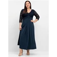 Sheego Etuikleid Abendkleid 3/4-Arm mit Oberteil aus floraler Spitze