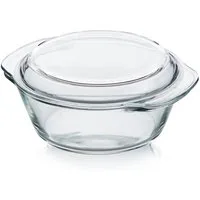KHG Auflaufform aus Glas mit Deckel, 1,5 Liter, Borosilikatglas, (1-St), temperaturbeständig -20 bis 300°C, mikrowellengeeignet