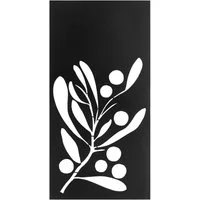 UNUS HOME Dekohänger Metallbild Olivenzweig (120x60cm), Wanddeko innen außen Aufhängehaken