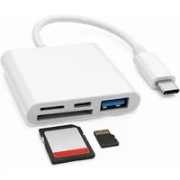 PlugUp Speicherkartenleser SD-Kartenleser 4 in 1 Speicherkartenleser SD- & microSD Card Reader, 4in1 Adapter mit SD, microSD, USB 3.0 und USB-C