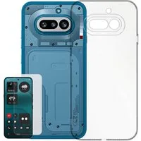 Wigento Handyhülle + Schutzglas für Nothing Phone 4a 2 in 1 TPU Schutz + 9H Hartglas 6,78 Zoll, Produktset TPU Hülle mit Hartglas