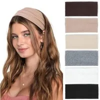 Zaewry Haargummi 6 Stück Stirnbänder Damen Boho Breite Haarband Yoga Stirnband, für kurzes Haar, Yoga, Workout, Laufen, Sport
