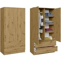 Beautysofa Kleiderschrank Zweitüriger mit Drehtürenschrank LOOK (Breite: 90 cm, Modernes TIP-ON Öffnungssystem (griffloses Öffnen möglich) Erhältlich mit oder ohne Schubladen