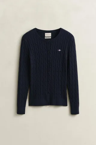 GANT - Strickjacke mit Zopfmuster evening blue - Gr. - L