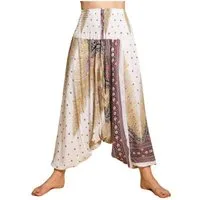 PANASIAM Haremshose Aladinhose im schönen Peacock Design Haremshose aus 100% natürlicher Viskose auch als Overall tragbar Damen Pumphose bequeme Freizeithose