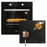 KB Elements Induktions Herd-Set Kratzfestes Induktion 60 cm mit Einbaubackofen 60 cm, Air Fry, Steam Clean, 2 Flexzonen & AntiScratch-Oberfläche