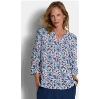 GOLDNER Schlupfbluse Viskosebluse mit floralem Muster Blusenshirt mit U-Boot- und V-Ausschnitt, sowie 3/4-Arm