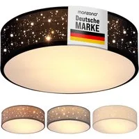 monzana Deckenleuchte, 38 cm, Sternenhimmel Rund Stoffschirm 38 cm 2-Flammig E27 Modern