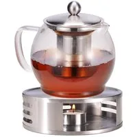 Bambelaa! Teekanne Teekanne mit Stövchen Glas Set Tee Glaskanne Teebereiter ca.1,2 Liter, 1.2 l