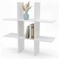Spetebo Wandregal Holz 55 x 55 cm schwebend mit 6 Fächern, Anzahl 1-tlg., Einfache Montage