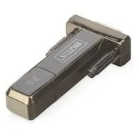 USB 2.0 Adapter, USB-A Stecker > Seriell RS232 Stecker schwarz, inkl. 80cm Verlängerungskabel