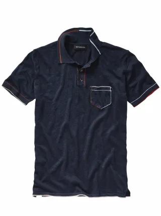 Mey & Edlich Herren Feinsinniges Polo Blau 55 % Leinen, 42 % Baumwolle (bio), 3 % Polyester