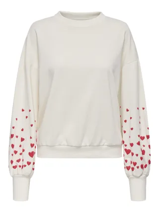 ONLY - ONLBROOKE L/S O-NECK FLOWER SWT NOOS Cloud Dancer - Gr. - S