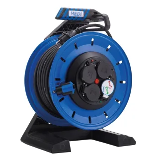 HEDI Vollkunststoff-Kabeltrommel Generation 7 Champion Ø 290 mm mit Schleifring, schwarz - K7SR40N2TF