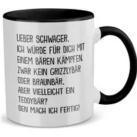22Feels Tasse Schwager Geschenk Hochzeit Männer Weihnachten Geburtstag Haferl, Keramik, Made in Germany, Spülmaschinenfest, Zweifarbig
