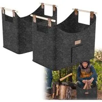 FIVMEN Kaminholzkorb Brennholzkorb Filzkorb 2 Stück Holzkorb Kaminholz (mit Griff Feuerholzkorb für Feuer Brennholz)