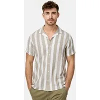 Indicode Kurzarmhemd Herren INBravida Herrenhemd Kurzarm aus einem leichtem Leinenmix, mit Button-Down-Kragen