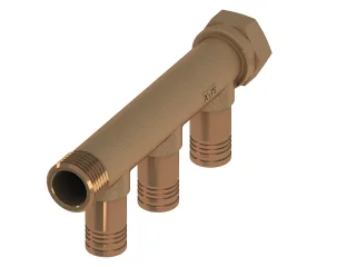 Tece logo-Push Universal-Verteiler 3-fach Dim. 20 x 3/4", Rotguss/Si-Bronze, 8733003 8733003