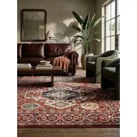 KADIMA DESIGN Teppich GLAZERT Schlafzimmerteppich 80x150 Rot Kurzflor orientalisch, Rechteckig, Höhe: 16 mm, 100% Polypropylen, 2400 g/m², 12 mm, pflegeleicht, FBH-geeignet