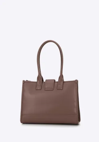 Wittchen Damen-Schultertasche, klassisch, mit Stoffeinsatz, Beige, Kunstleder