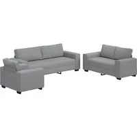 vidaXL Sofa 3-tlg. Sofagarnitur mit Kissen Hellgrau Stoff, 1 Teile